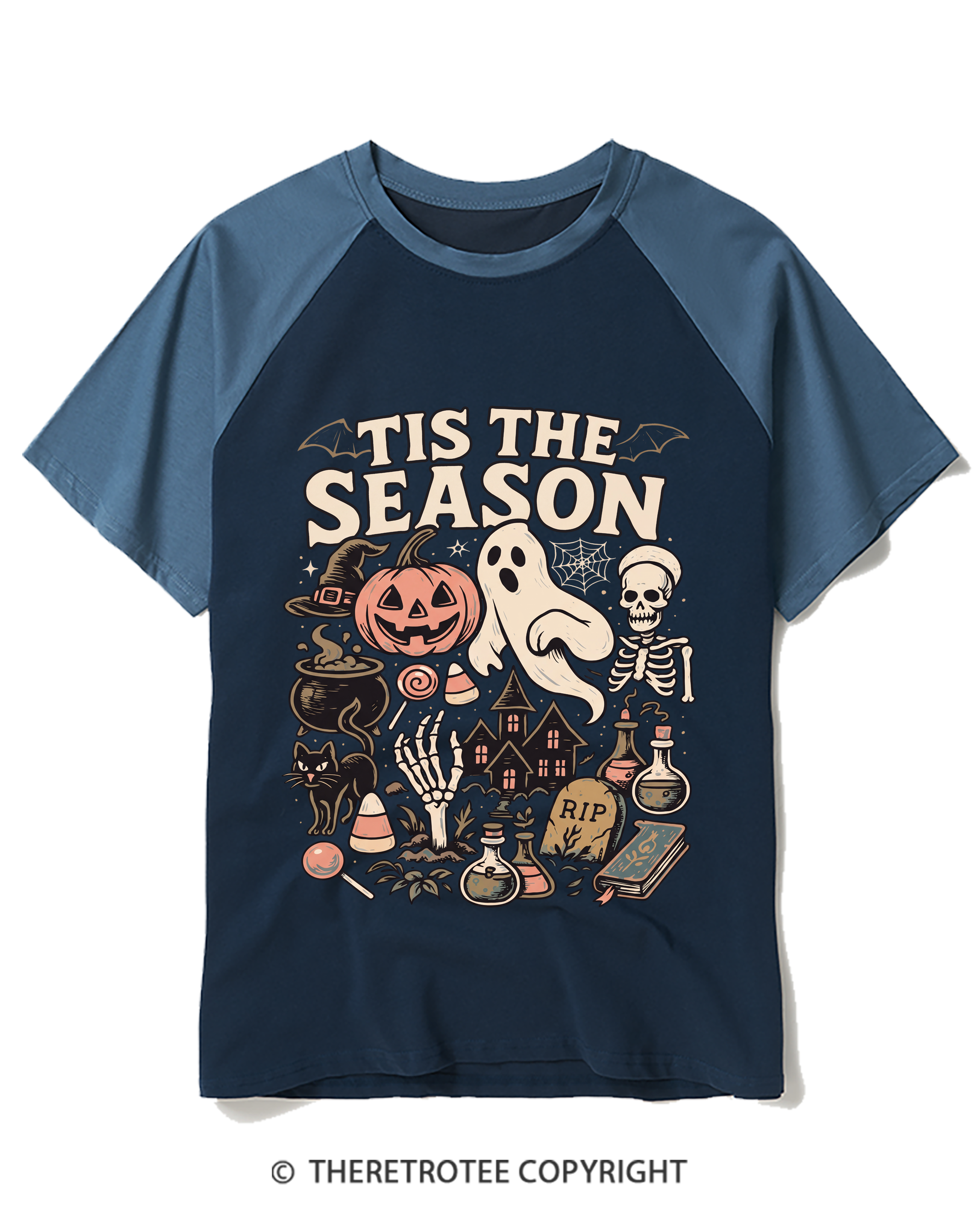 TheRetroTee Tis The Season 1980s Raglan Baseball T-Shirt