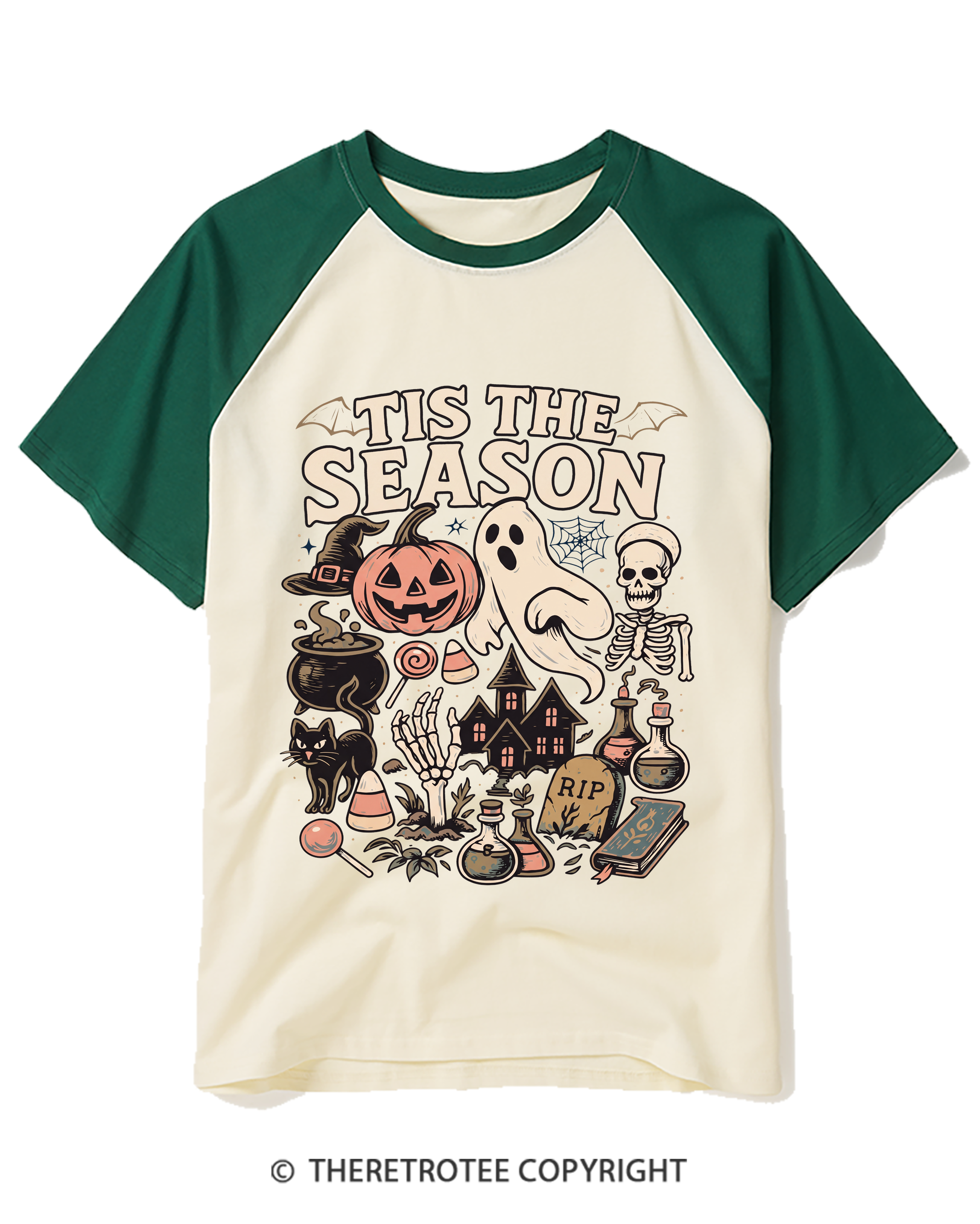 TheRetroTee Tis The Season 1980s Raglan Baseball T-Shirt