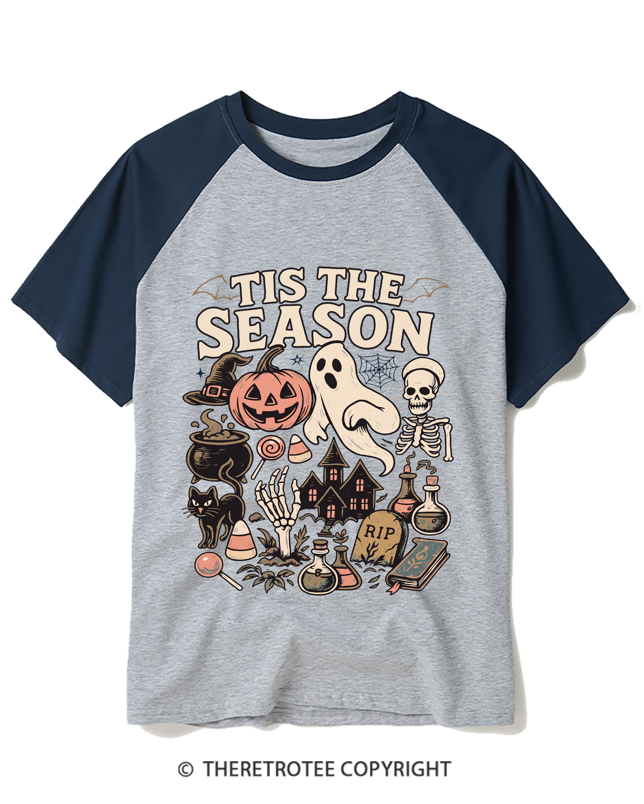 TheRetroTee Tis The Season 1980s Raglan Baseball T-Shirt