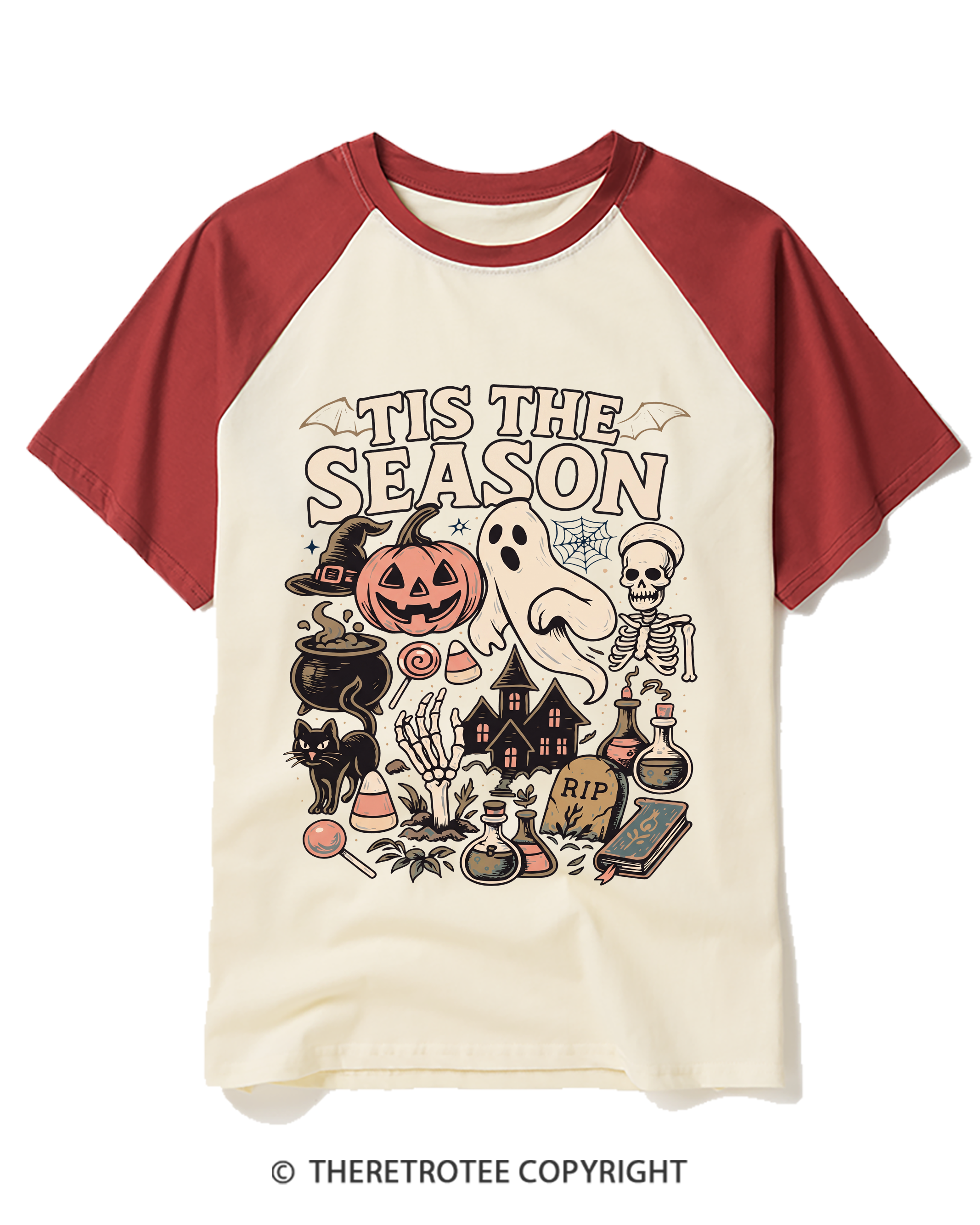TheRetroTee Tis The Season 1980s Raglan Baseball T-Shirt