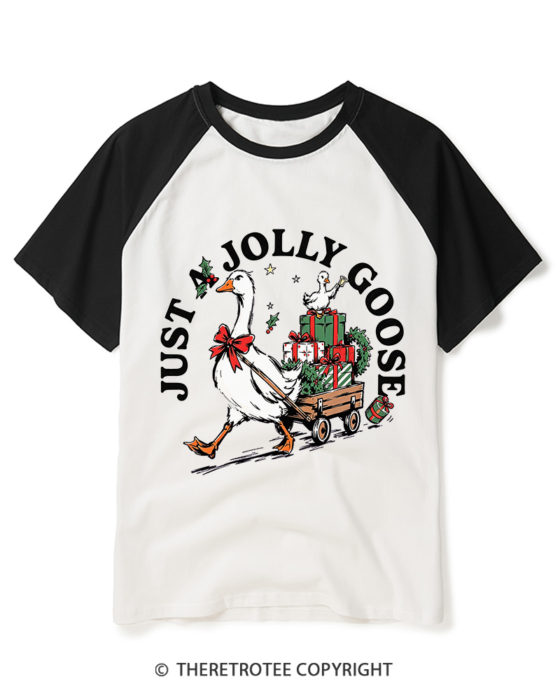 TheRetroTee Just A Jolly Goose 1950s Raglan Baseball T-Shirt