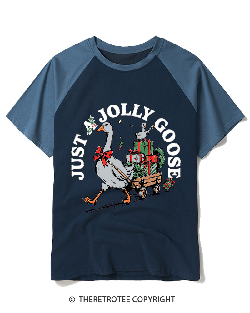 TheRetroTee Just A Jolly Goose 1950s Raglan Baseball T-Shirt