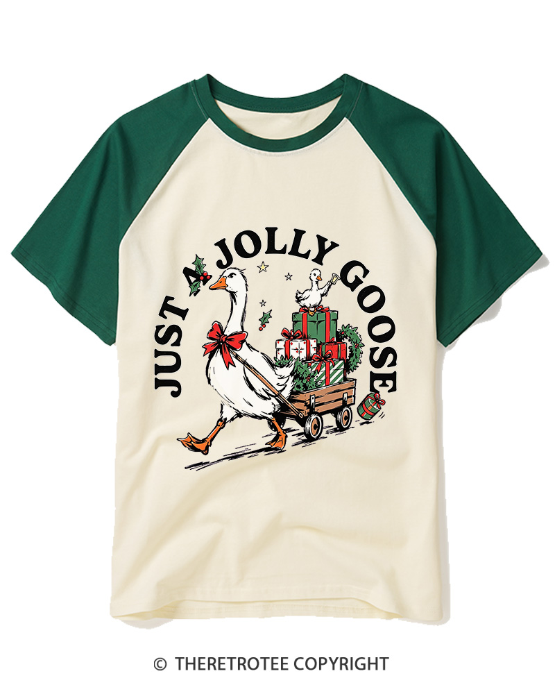 TheRetroTee Just A Jolly Goose 1950s Raglan Baseball T-Shirt