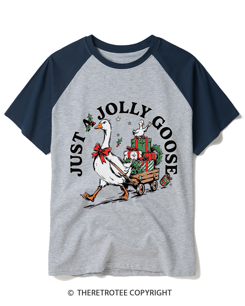 TheRetroTee Just A Jolly Goose 1950s Raglan Baseball T-Shirt