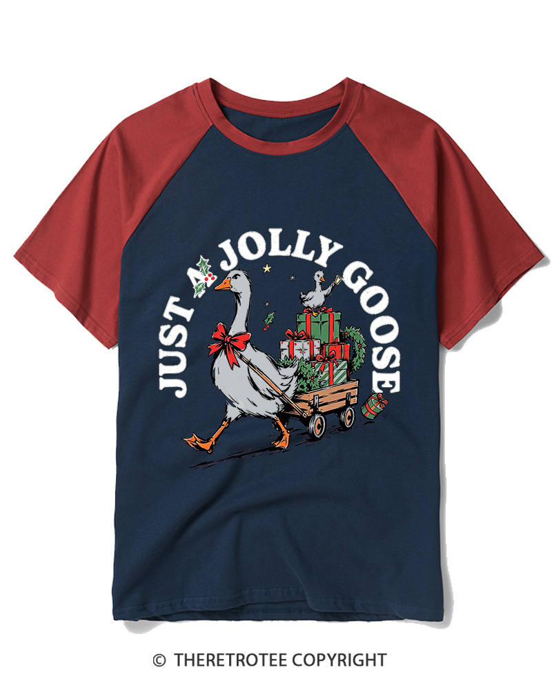 TheRetroTee Just A Jolly Goose 1950s Raglan Baseball T-Shirt