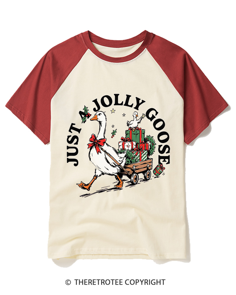 TheRetroTee Just A Jolly Goose 1950s Raglan Baseball T-Shirt