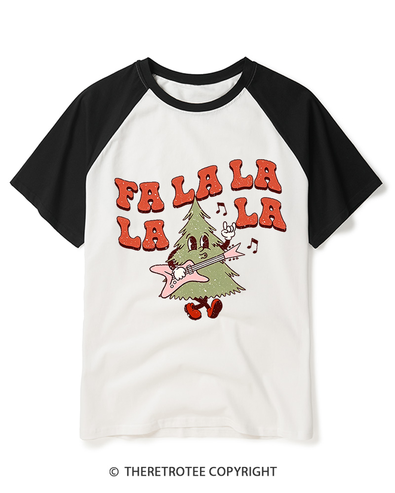 TheRetroTee Fa La La La La La La 1970s Raglan Baseball T-Shirt