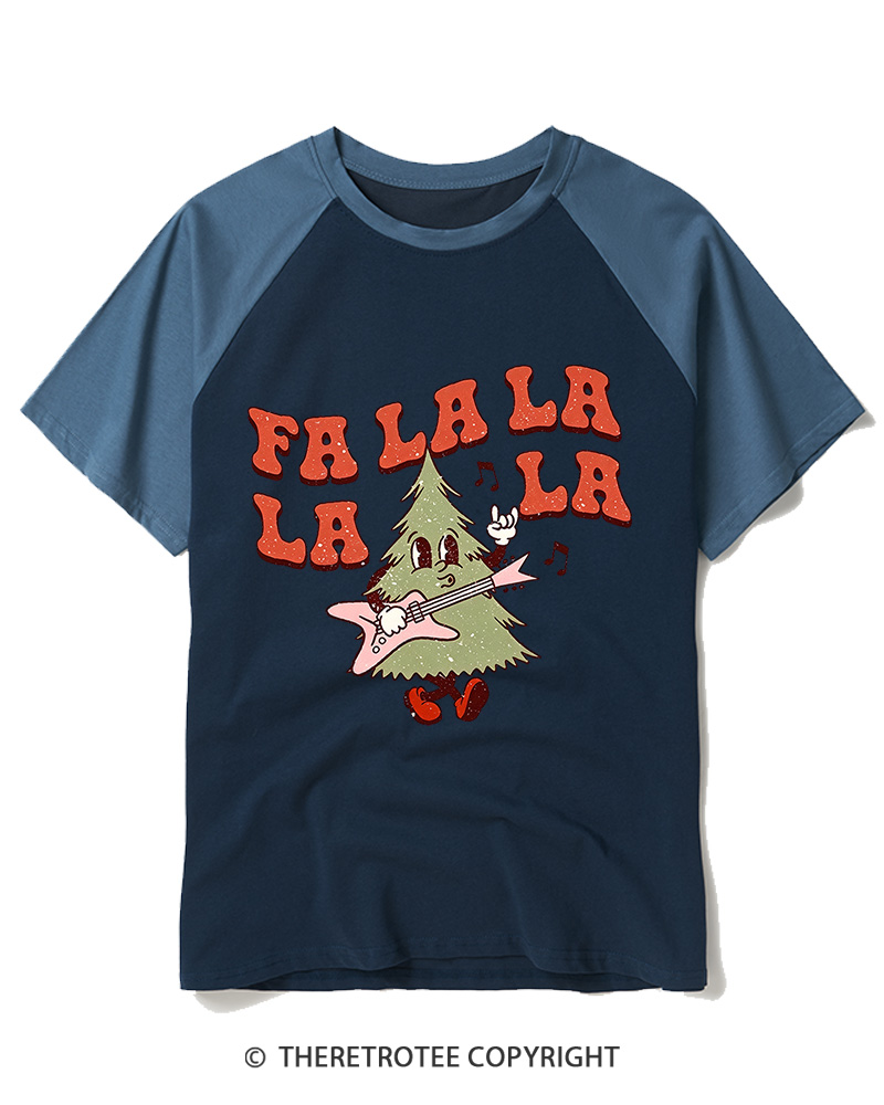TheRetroTee Fa La La La La La La 1970s Raglan Baseball T-Shirt