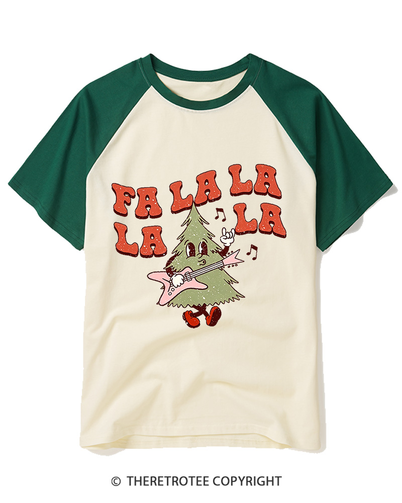 TheRetroTee Fa La La La La La La 1970s Raglan Baseball T-Shirt