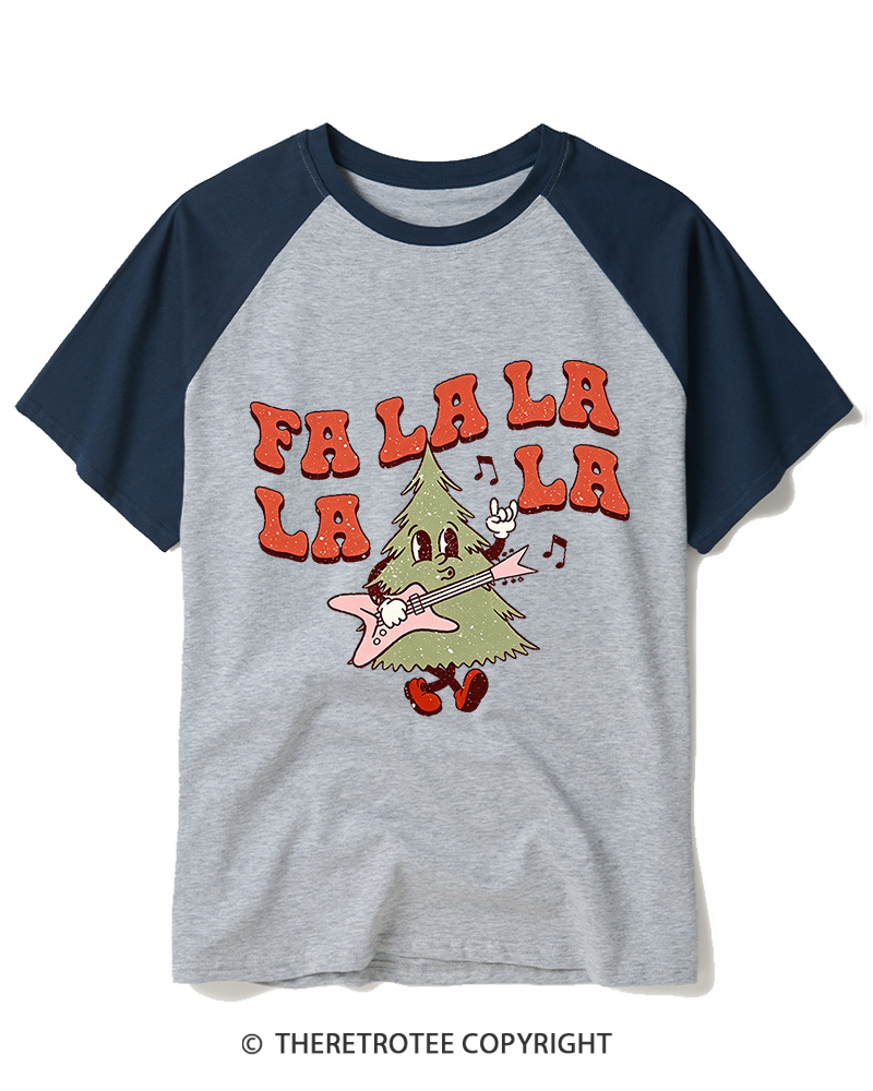 TheRetroTee Fa La La La La La La 1970s Raglan Baseball T-Shirt