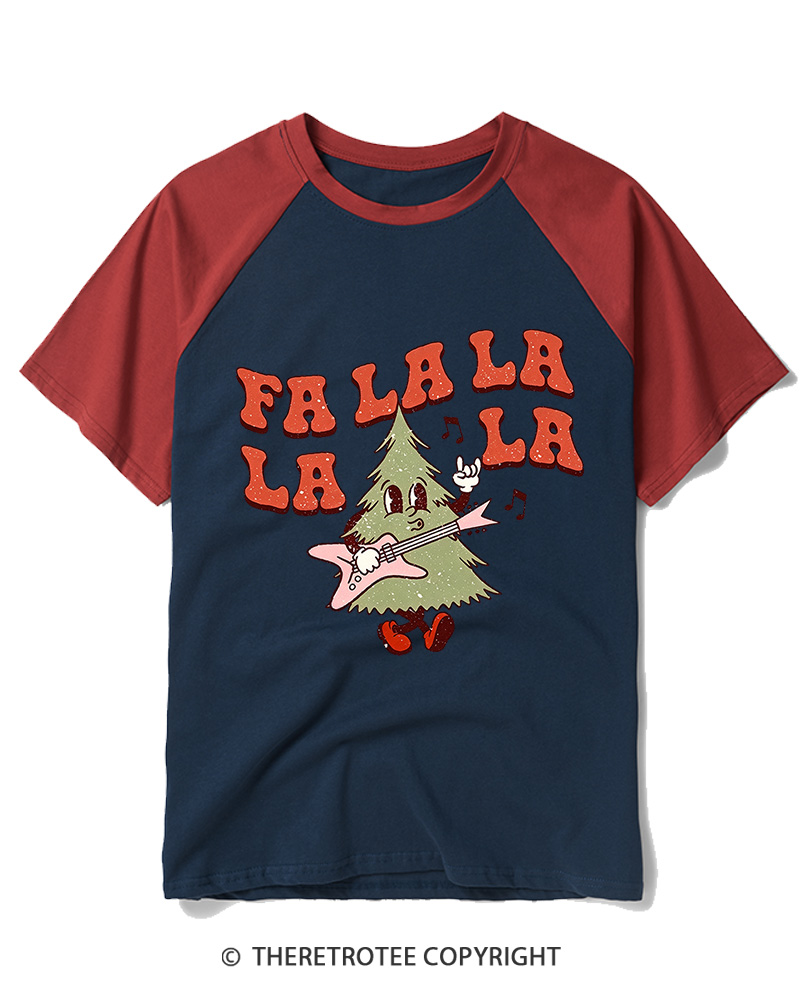 TheRetroTee Fa La La La La La La 1970s Raglan Baseball T-Shirt