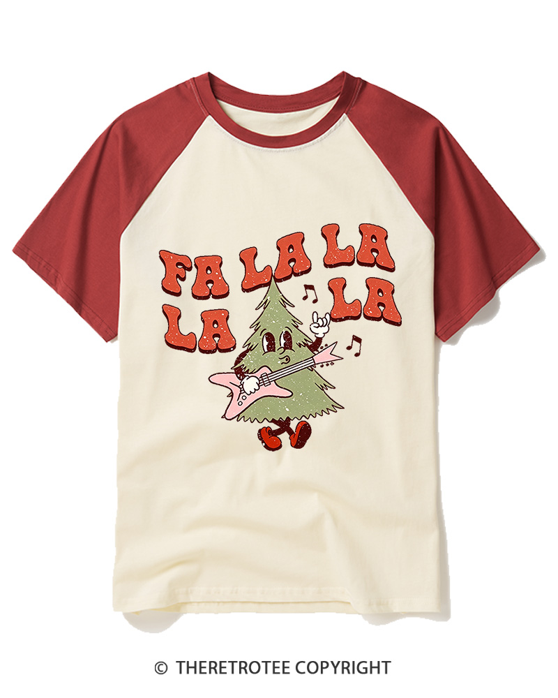 TheRetroTee Fa La La La La La La 1970s Raglan Baseball T-Shirt