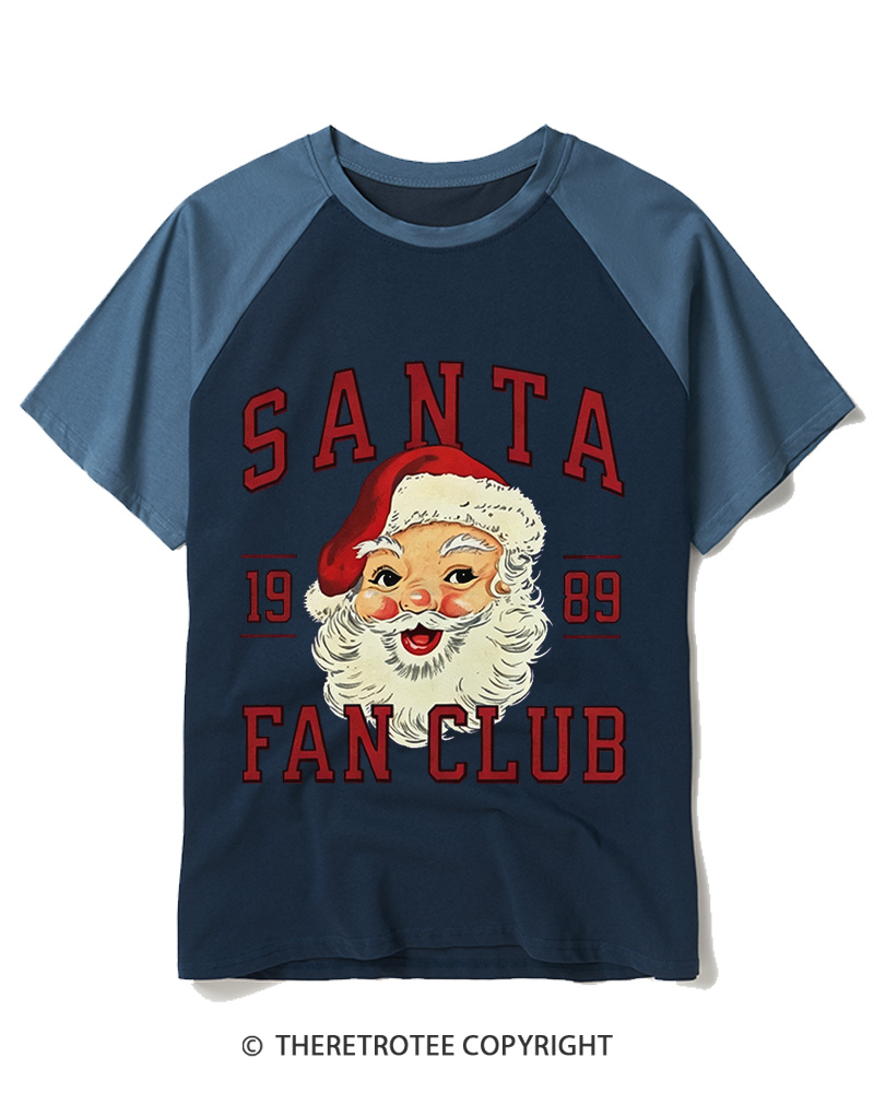 TheRetroTee Santa Fan Club 1980s Raglan Baseball T-Shirt
