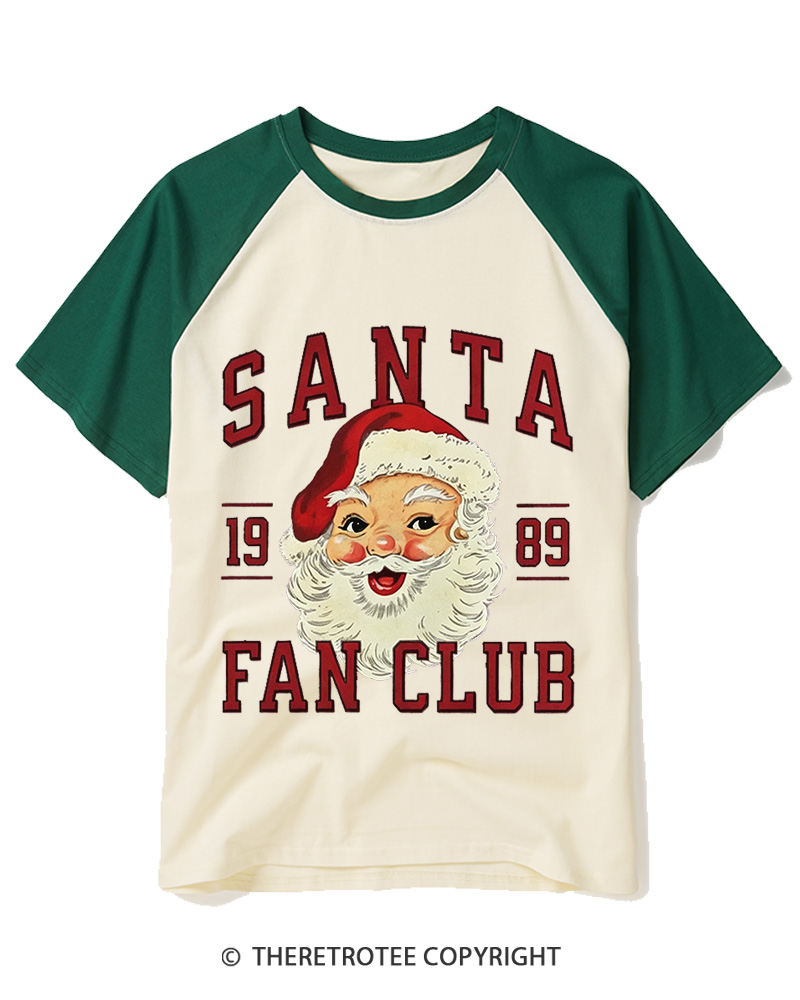 TheRetroTee Santa Fan Club 1980s Raglan Baseball T-Shirt