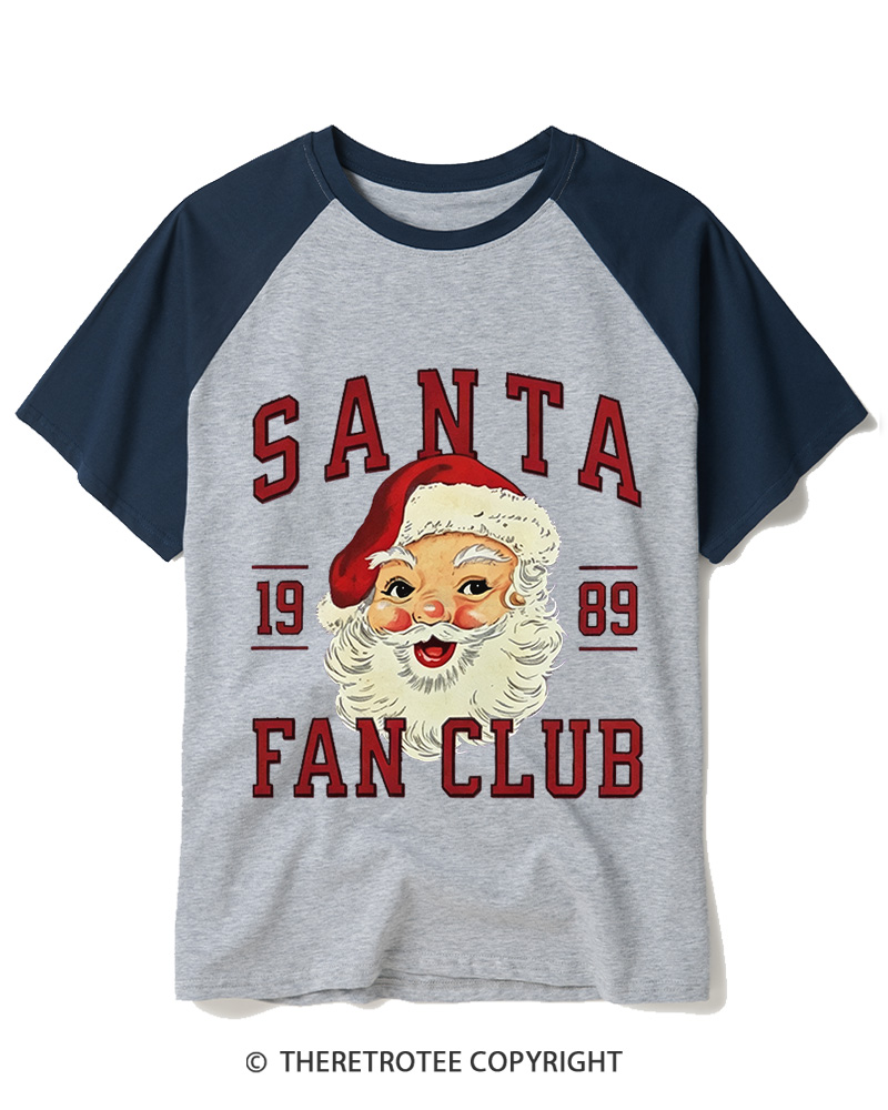 TheRetroTee Santa Fan Club 1980s Raglan Baseball T-Shirt