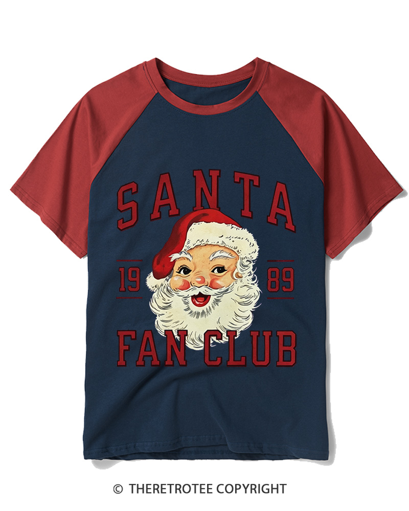 TheRetroTee Santa Fan Club 1980s Raglan Baseball T-Shirt