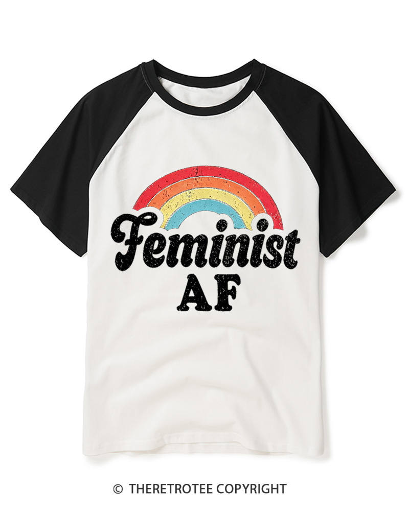 TheRetroTee Feminist Af 1970s Raglan Baseball T-Shirt