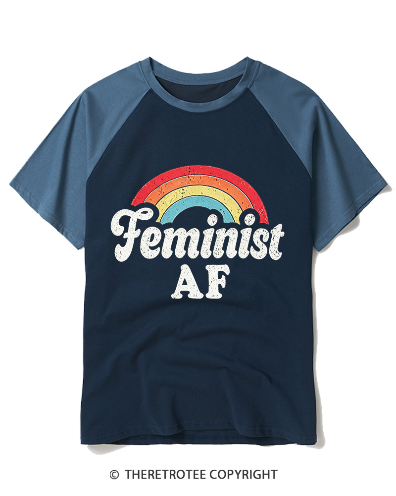 TheRetroTee Feminist Af 1970s Raglan Baseball T-Shirt