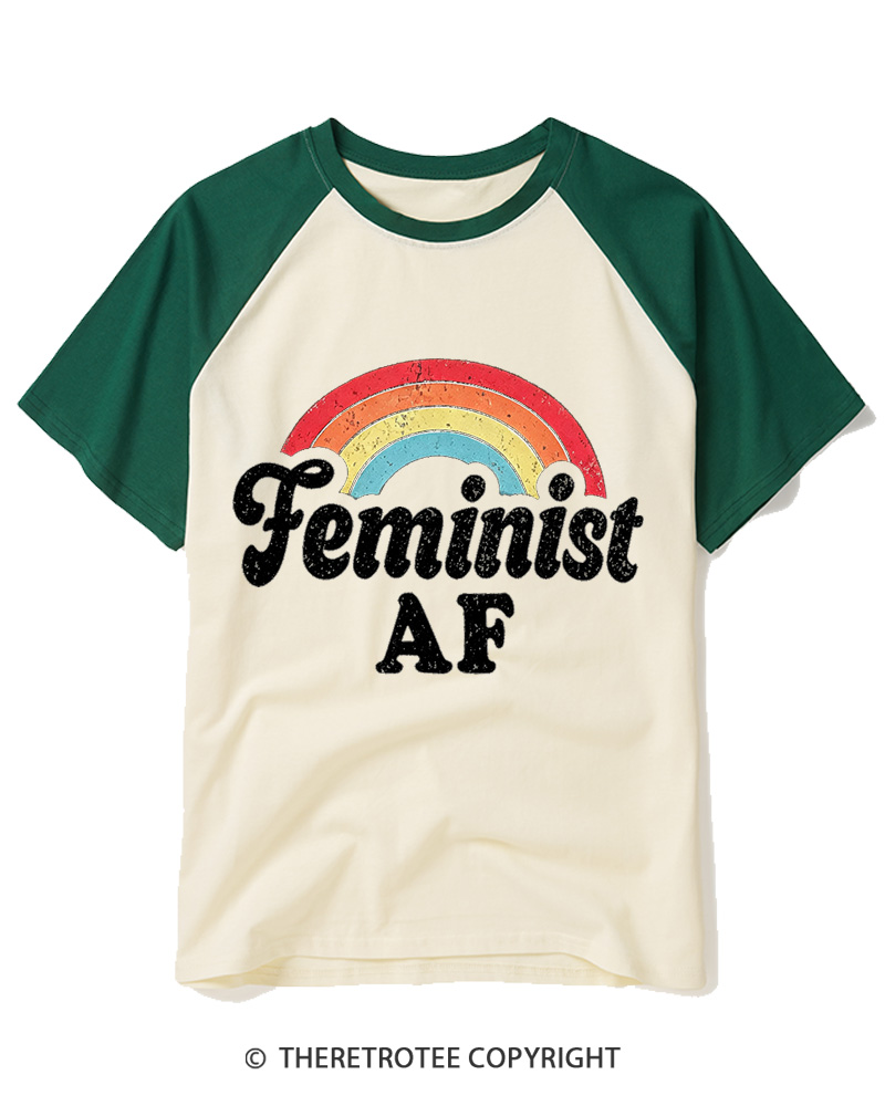 TheRetroTee Feminist Af 1970s Raglan Baseball T-Shirt