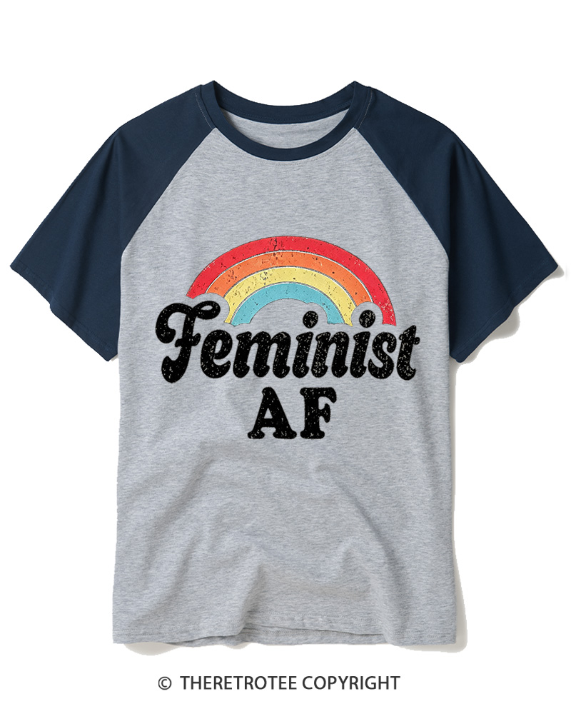 TheRetroTee Feminist Af 1970s Raglan Baseball T-Shirt