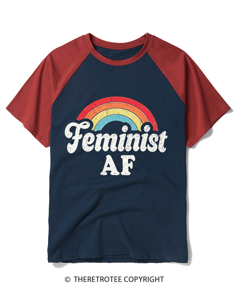 TheRetroTee Feminist Af 1970s Raglan Baseball T-Shirt