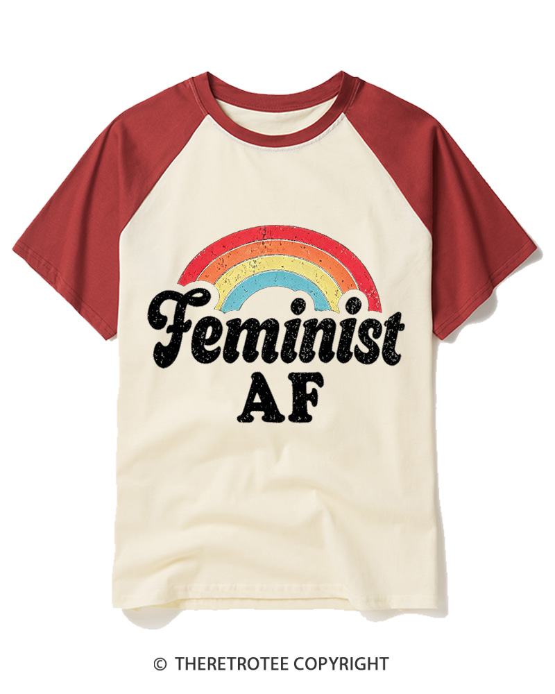 TheRetroTee Feminist Af 1970s Raglan Baseball T-Shirt