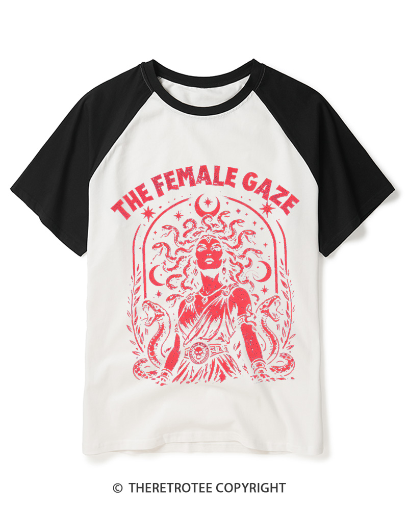 TheRetroTee The Female Gaze 1970s Raglan Baseball T-Shirt
