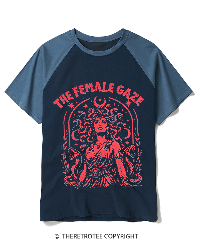 TheRetroTee The Female Gaze 1970s Raglan Baseball T-Shirt