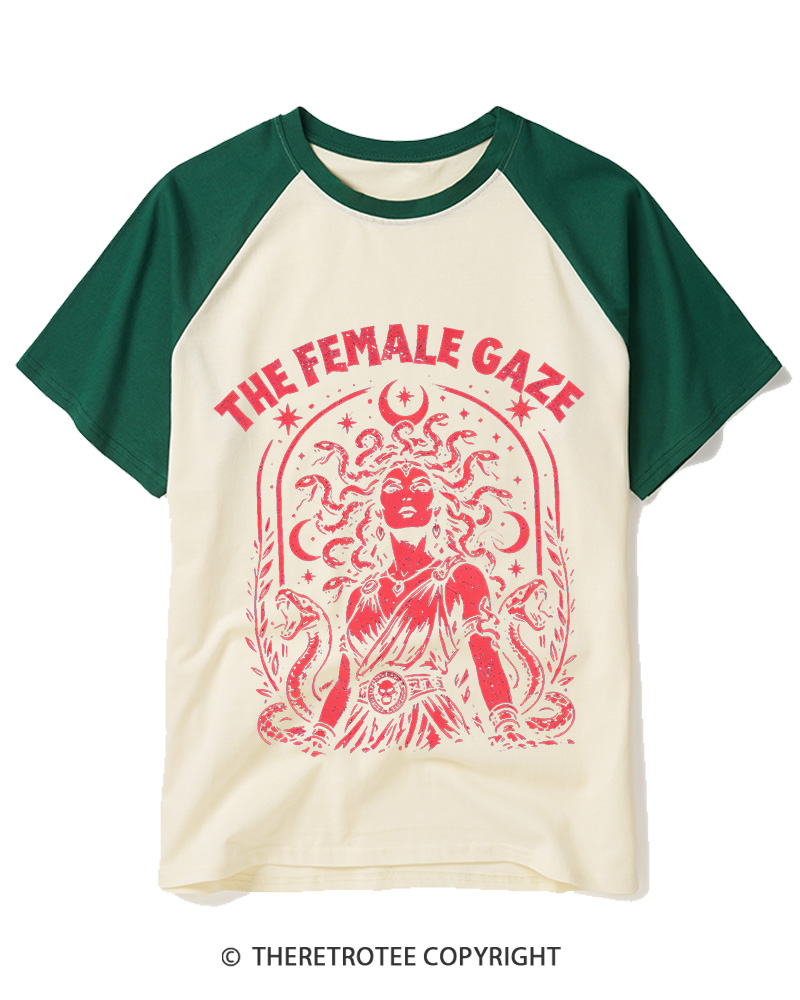 TheRetroTee The Female Gaze 1970s Raglan Baseball T-Shirt