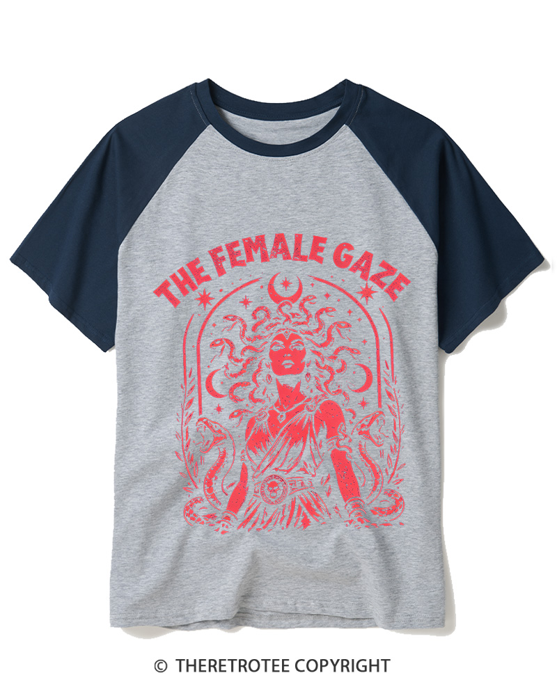 TheRetroTee The Female Gaze 1970s Raglan Baseball T-Shirt