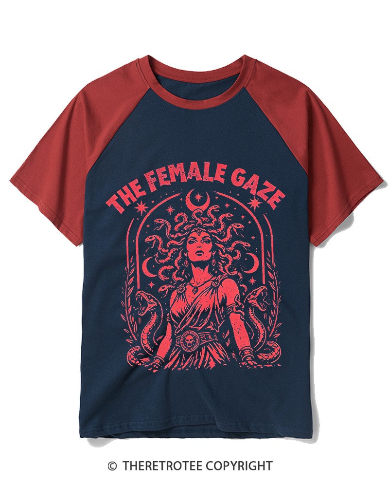 TheRetroTee The Female Gaze 1970s Raglan Baseball T-Shirt