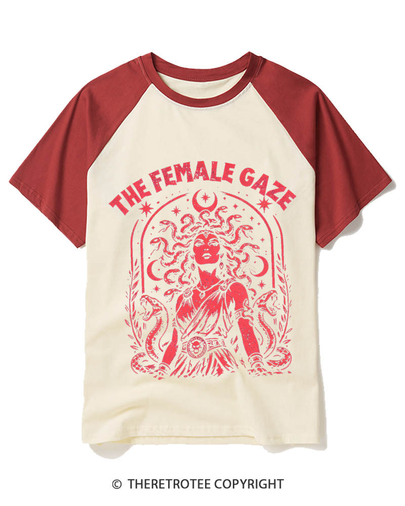 TheRetroTee The Female Gaze 1970s Raglan Baseball T-Shirt
