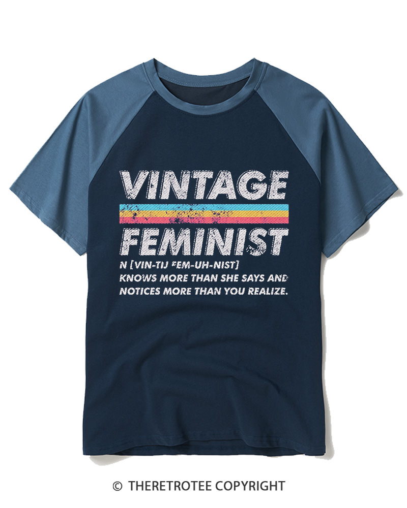 TheRetroTee Vintage Feminist 1970s Raglan Baseball T-Shirt