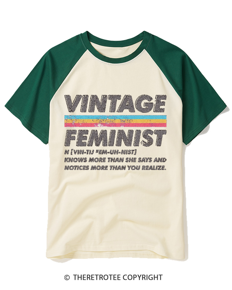 TheRetroTee Vintage Feminist 1970s Raglan Baseball T-Shirt