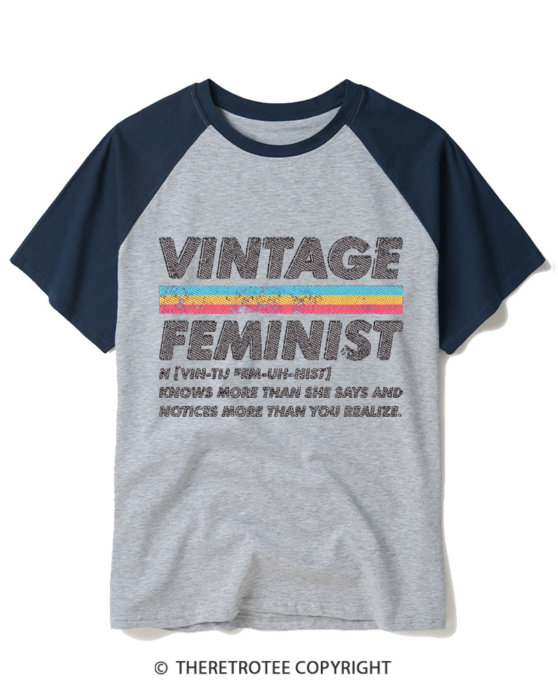 TheRetroTee Vintage Feminist 1970s Raglan Baseball T-Shirt