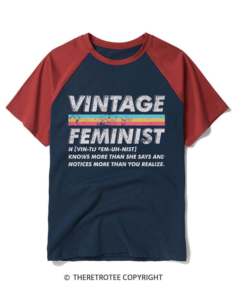 TheRetroTee Vintage Feminist 1970s Raglan Baseball T-Shirt