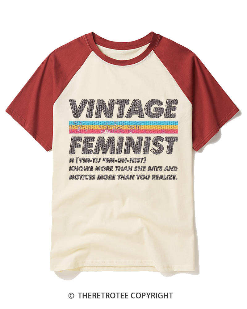 TheRetroTee Vintage Feminist 1970s Raglan Baseball T-Shirt