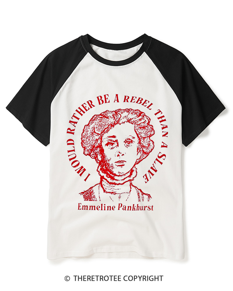 TheRetroTee I Would Rather Be A Rebel Than A Slave 1920s Raglan Baseball T-Shirt