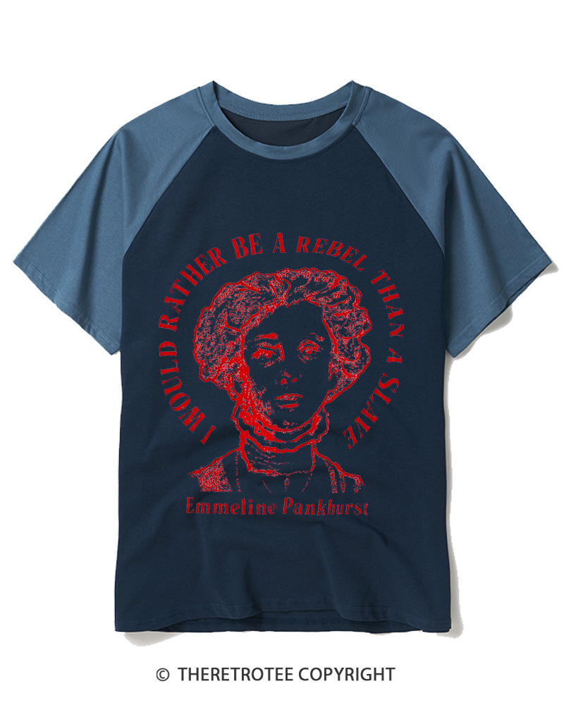 TheRetroTee I Would Rather Be A Rebel Than A Slave 1920s Raglan Baseball T-Shirt
