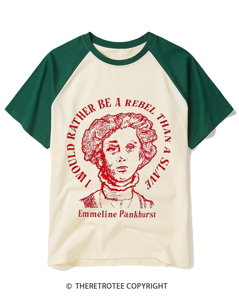TheRetroTee I Would Rather Be A Rebel Than A Slave 1920s Raglan Baseball T-Shirt