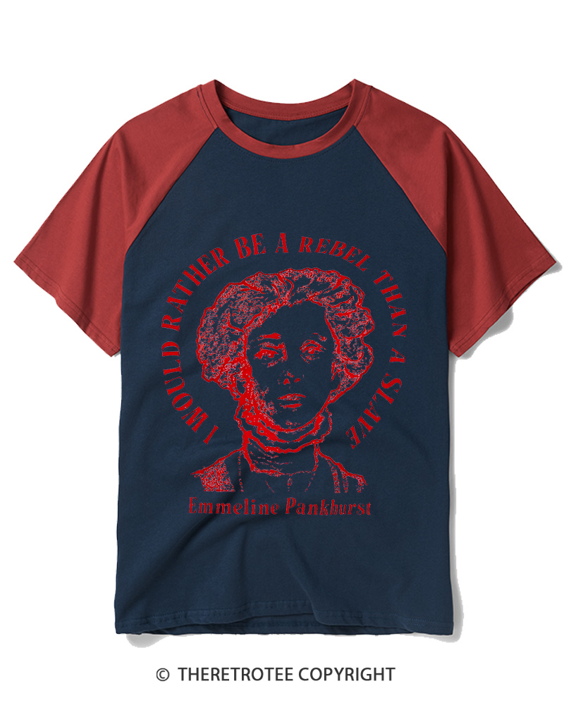 TheRetroTee I Would Rather Be A Rebel Than A Slave 1920s Raglan Baseball T-Shirt