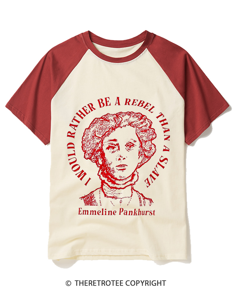 TheRetroTee I Would Rather Be A Rebel Than A Slave 1920s Raglan Baseball T-Shirt
