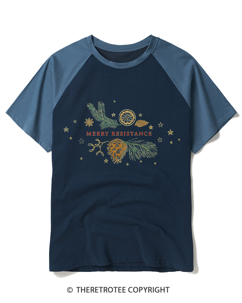 TheRetroTee Merry Resistance1970s Raglan Baseball T-Shirt