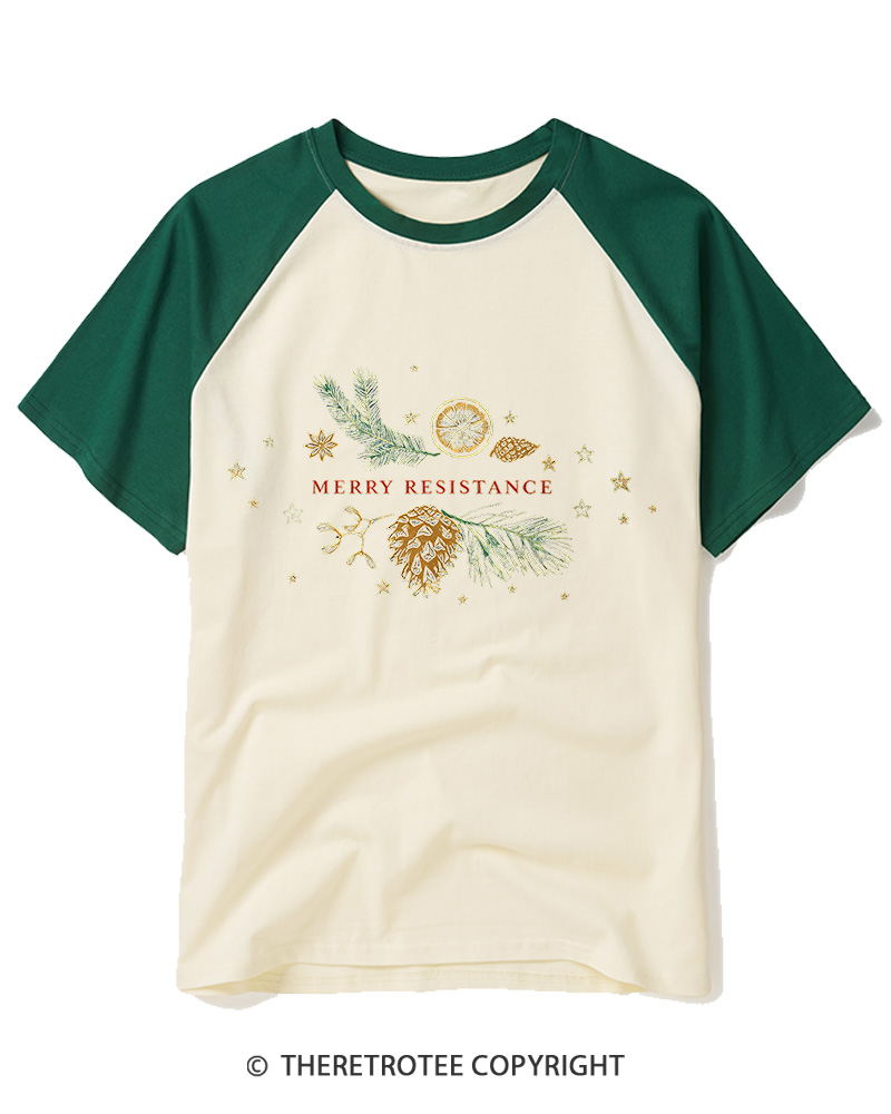TheRetroTee Merry Resistance1970s Raglan Baseball T-Shirt