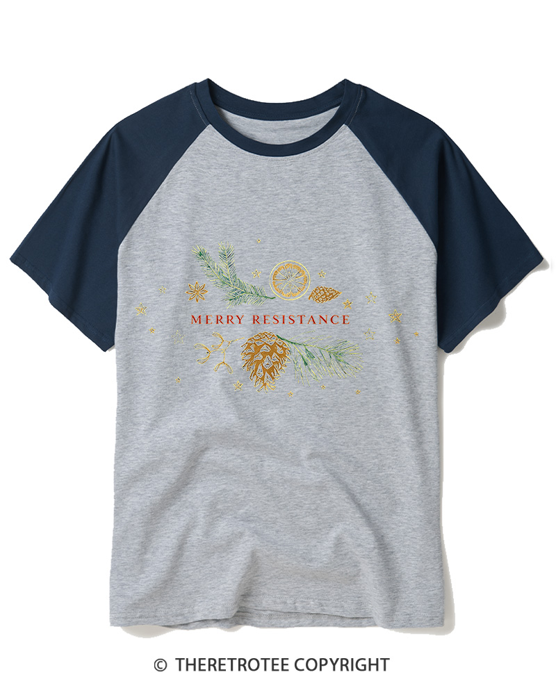 TheRetroTee Merry Resistance1970s Raglan Baseball T-Shirt