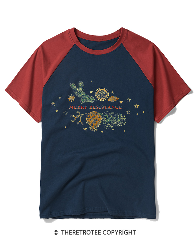 TheRetroTee Merry Resistance1970s Raglan Baseball T-Shirt