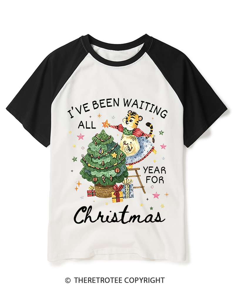 TheRetroTee I’Ve Been Waiting All Year For Christmas1950s Raglan Baseball T-Shirt