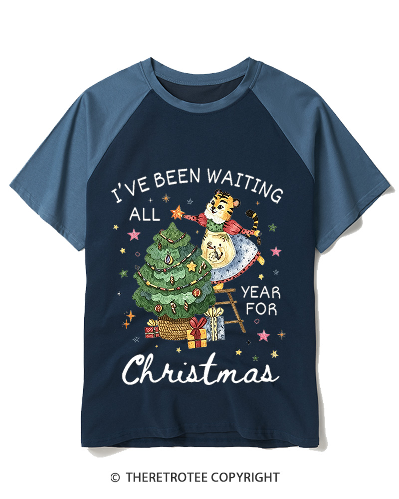 TheRetroTee I’Ve Been Waiting All Year For Christmas1950s Raglan Baseball T-Shirt