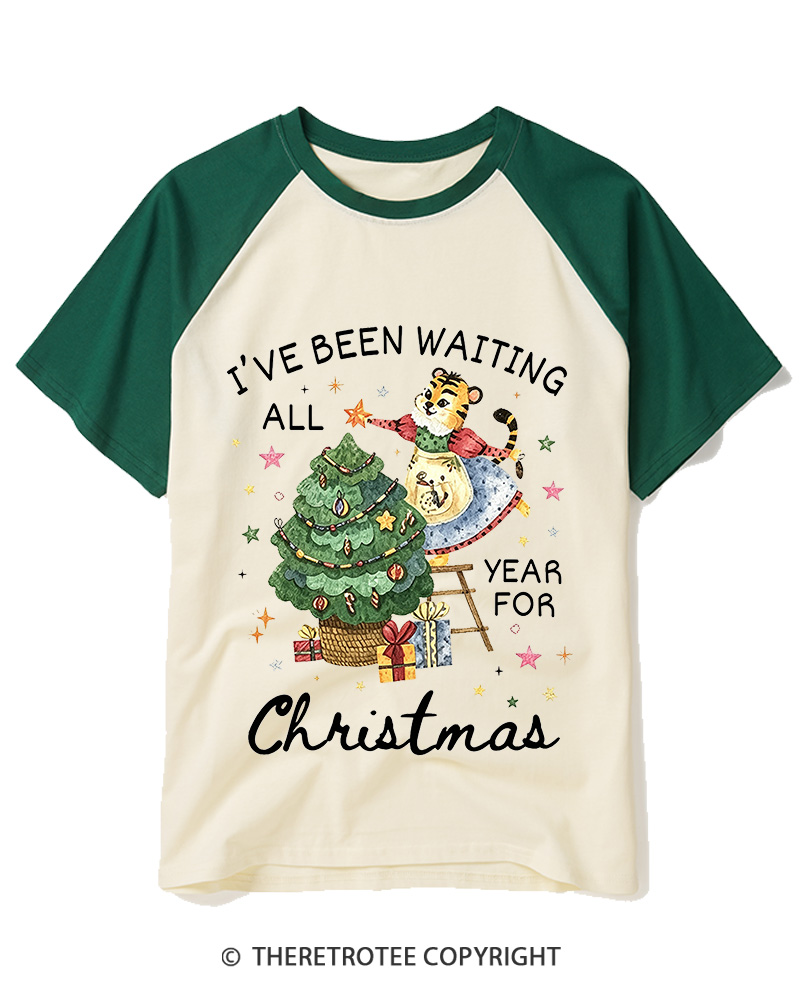 TheRetroTee I’Ve Been Waiting All Year For Christmas1950s Raglan Baseball T-Shirt