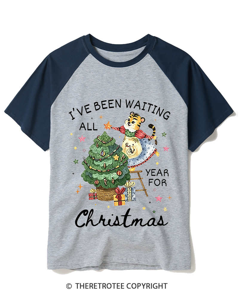 TheRetroTee I’Ve Been Waiting All Year For Christmas1950s Raglan Baseball T-Shirt